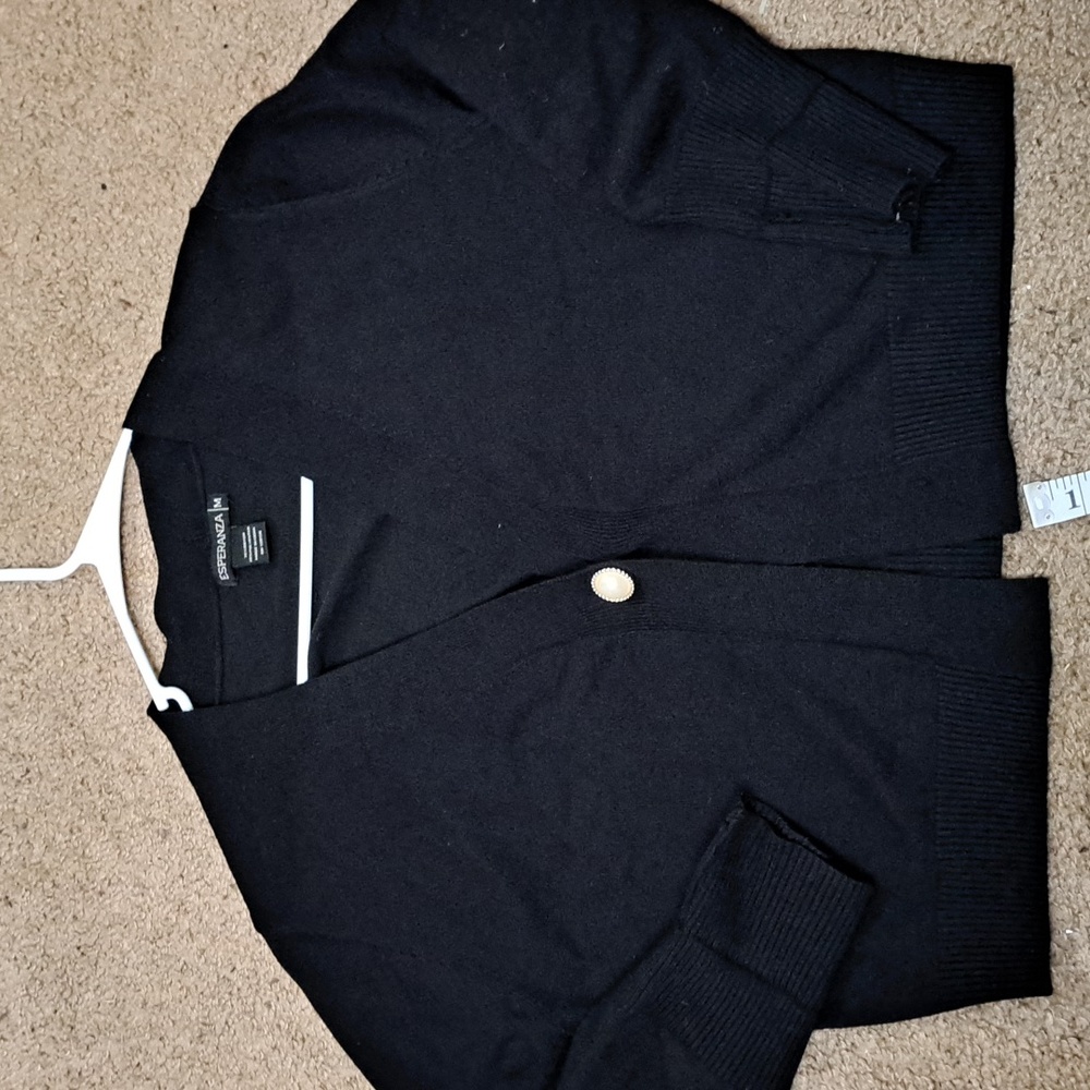 Esperanza pearl button open cardigan shrug sweater